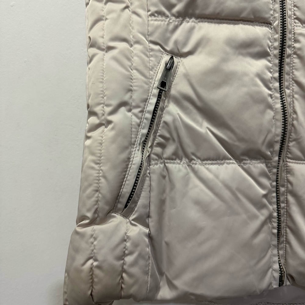 Zara Light Beige Quilted Vest with Detachable Hood Sz S - Picture 5 of 6